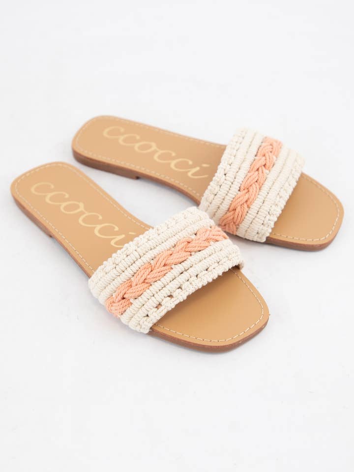 CCOCCI - Wholesale Sandals - Women's - WEEKLY DEAL COLOR LINE MACRAME BRAIDS UPPER SANDAL1