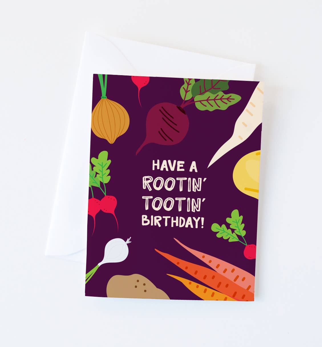 Graphic Anthology Greeting Cards - Wholesale Birthday Card - Rootin' Tootin' Birthday root vegetable greeting card0