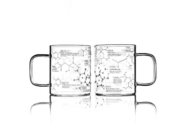 Greenline Goods - Wholesale Coffee Mug - Science of Coffee Molecule Mug - 16 oz - Set of 2