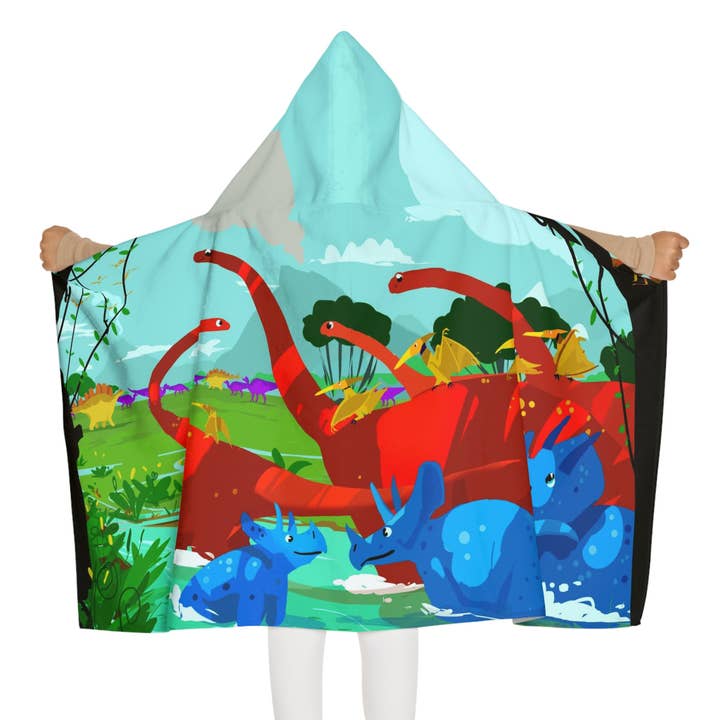 River Hang Out Dinosaur Youth Hooded Towel for wholesale by DinoDreams.co