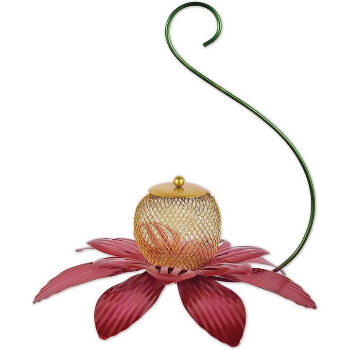 Red Flower Hanging Bird Feeder for wholesale by Sunset Vista Designs