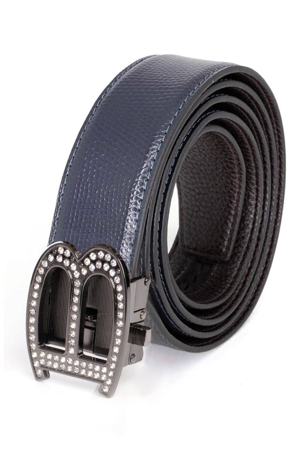BARABAS – wholesale Belt – Men's – Men's Rhinestone B Letter Buckle Leather Belt BK81020