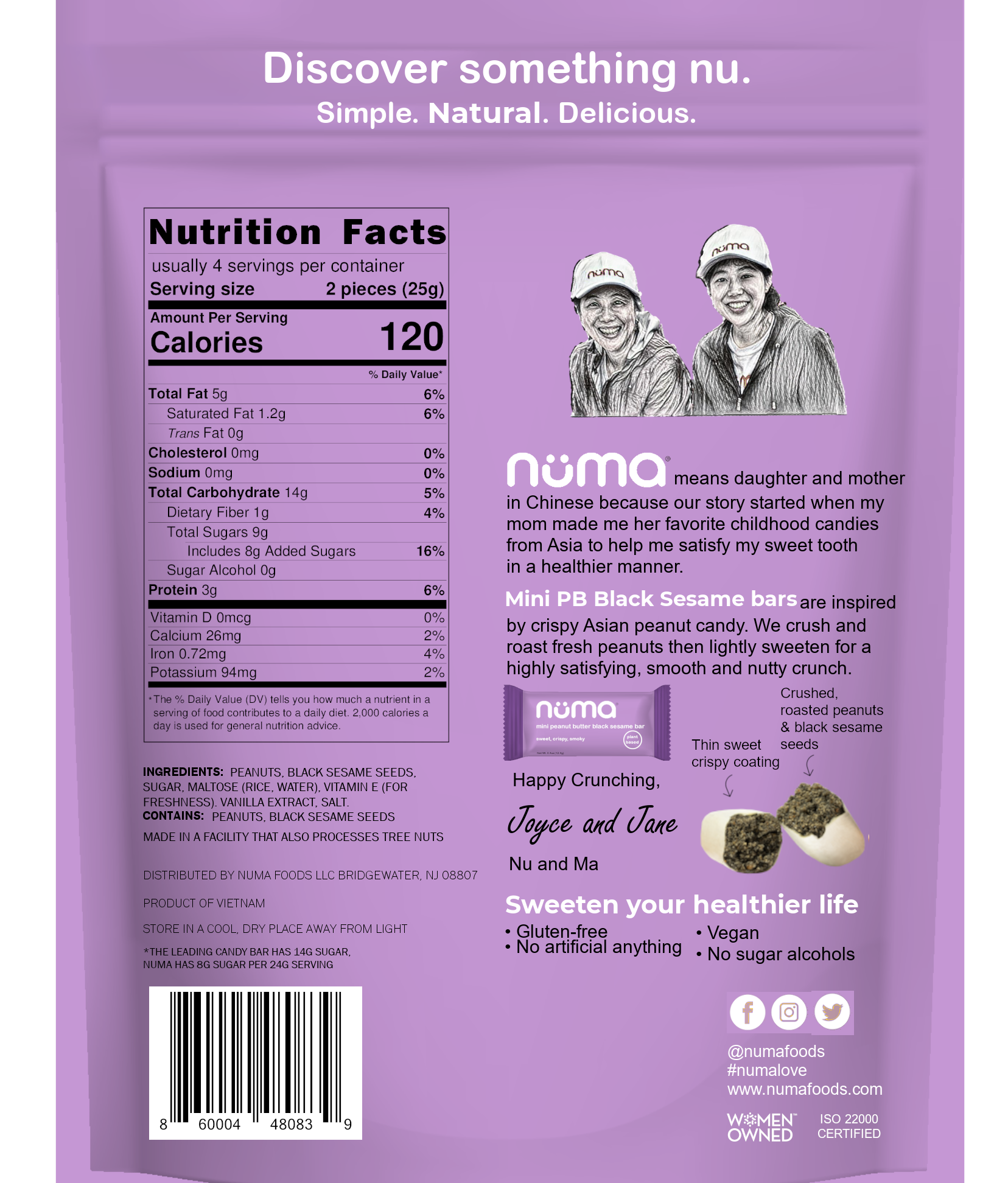 Numa Foods - Wholesale Snack Bar - Mini Peanut Butter Black Sesame Bars5