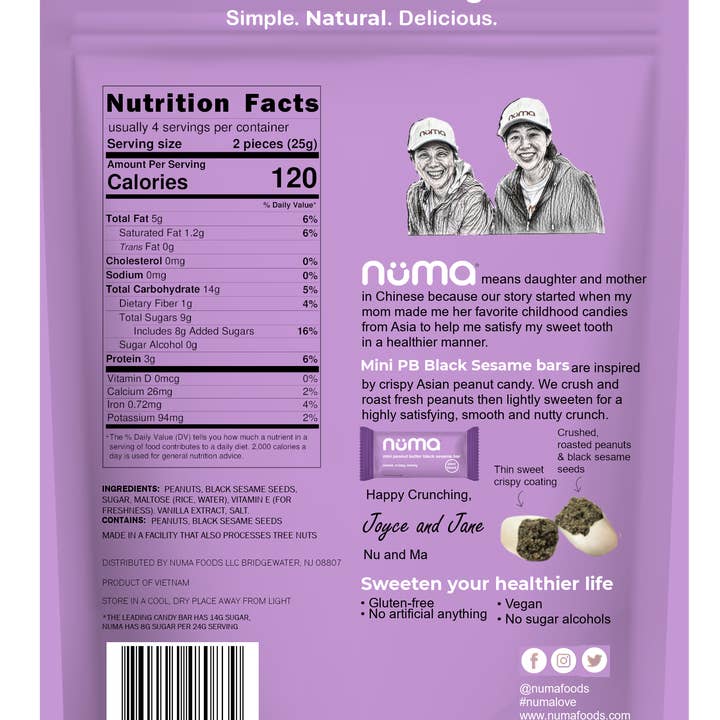 Numa Foods - Wholesale Snack bar - Mini Peanut Butter Black Sesame Bars5