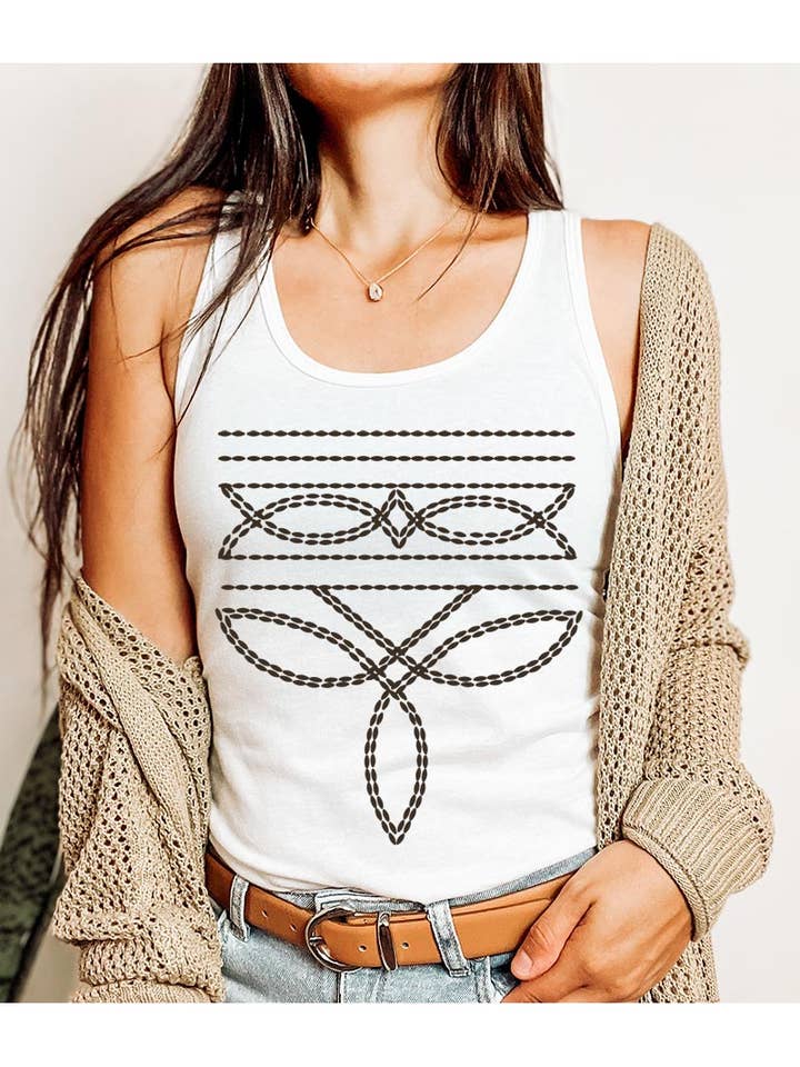 Débardeur dos nageur graphique à couture western pour la vente par COLORBEAR