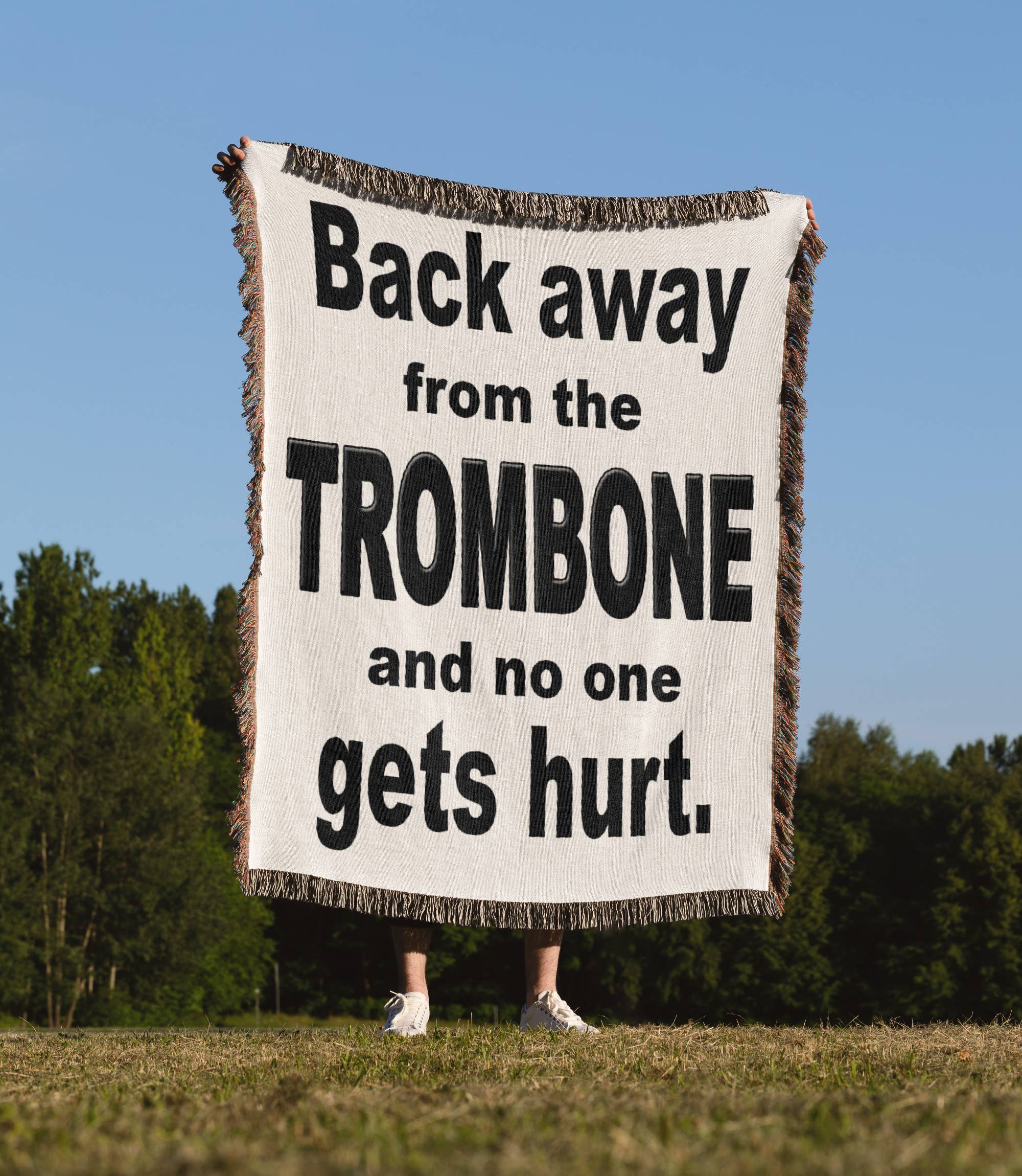 3dRose - Wholesale Throw Blanket - 3dRose, Back away from the trombone and no one gets hurt, Black, Blanket1