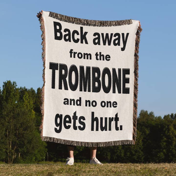 3dRose - Wholesale Throw Blanket - 3dRose, Back away from the trombone and no one gets hurt, Black, Blanket1