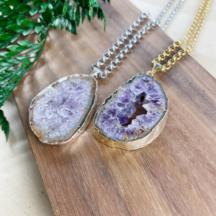 Ewelina Pas Jewelry - Wholesale Pendant/charm necklace - Amethyst Geode Slice Necklace6