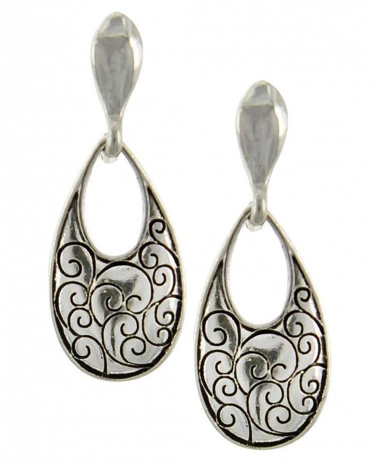 0011 PREMIERE - Wholesale Clip-On Earrings - FR5283 Filigree Open Teardrop Clip-on Metal Earrings0