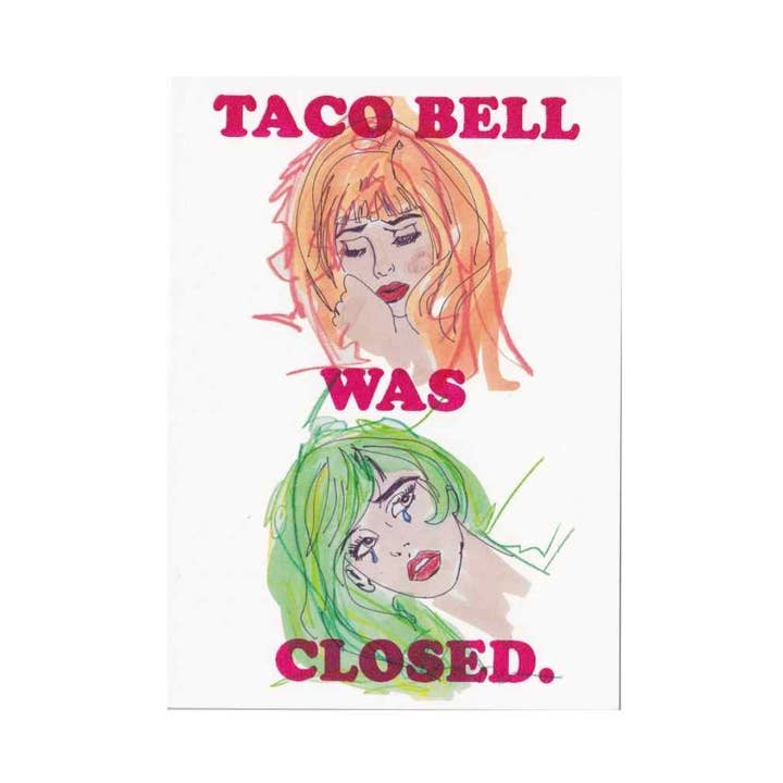 Cloche à tacos vert et orange imprimé 5x7 pour la vente par ratbone skinny + the oddball club