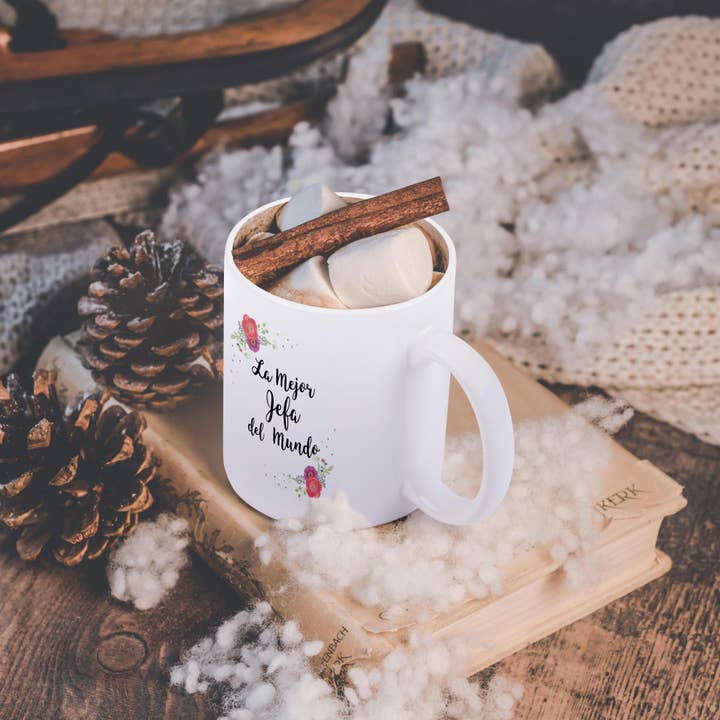 3dRose - Wholesale Coffee Mug - 3dRose, Floral La Mejor Jefa del Mundo Spanish Best Boss in the World flowers, Mug11