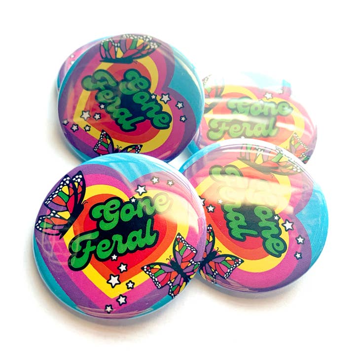 Krystan Saint Cat - Vente Épinglettes/boutons - Bouton Pinback Gone Feral1