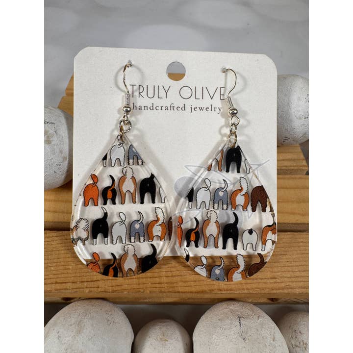 Adorable Acrylic Puppy Dog Butt Earrings for wholesale by Truly Olive