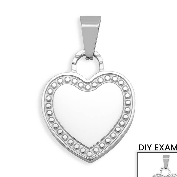 Detailed Stainless Steel Heart Pendant for wholesale by WJW
