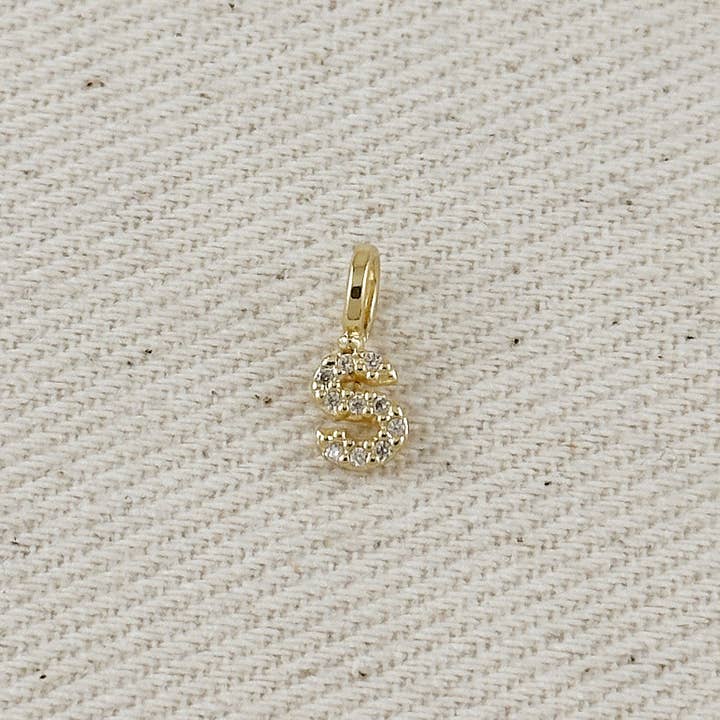 GoldFi - Wholesale Individual charm/pendant - 18k Gold filled Micro CZ Initial Letter Charm23
