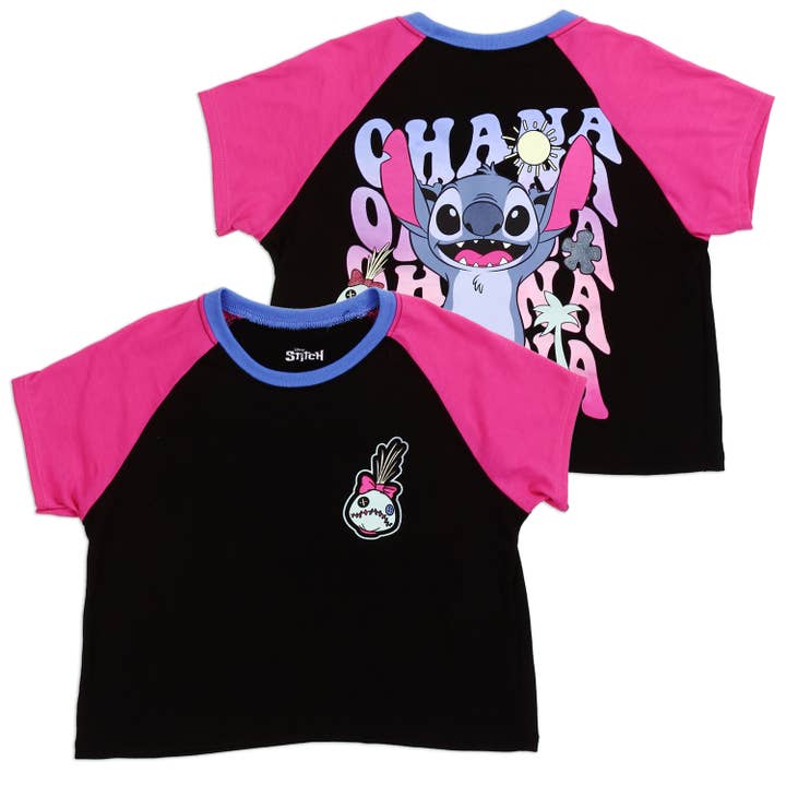 Penguin Kids Wear - Wholesale Screen Printed T-Shirt - Kids - DISNEY STITCH Girls Crop T-Shirt