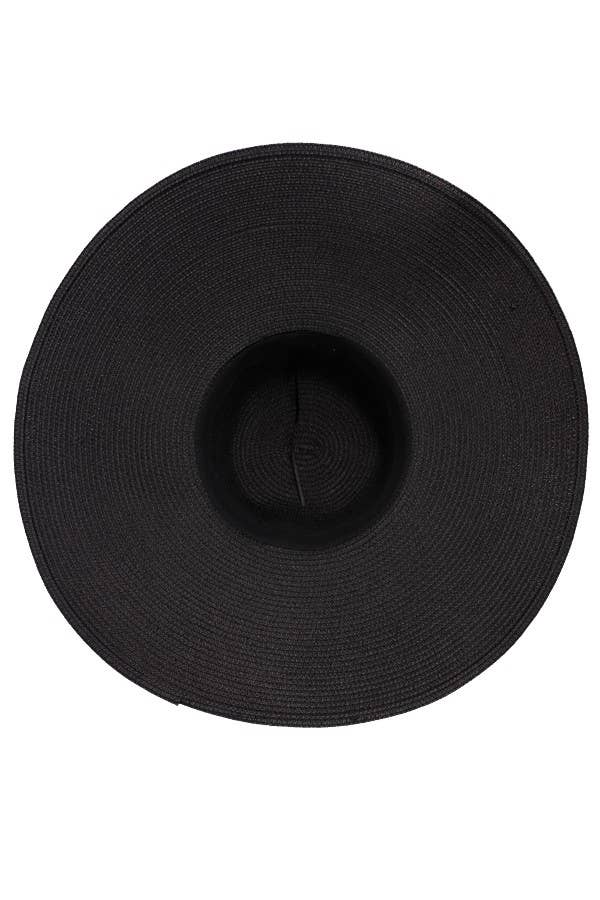Cap Zone - Vendita all'ingrosso Cappello di paglia - Donna - Cappello da sole in paglia con fiocco Bling Crystal Floppy Toyo6