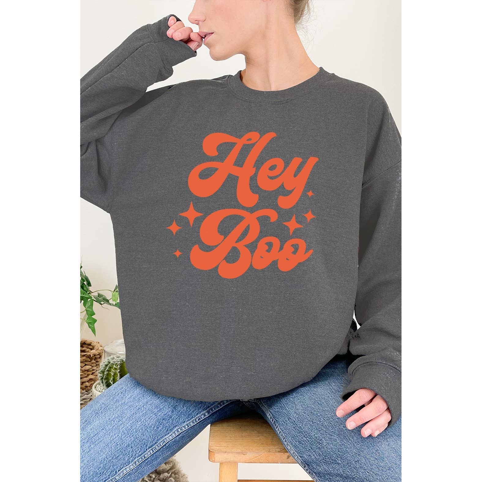 Select Apparel - Wholesale Graphic Sweatshirt - Women's - Hey Boo Halloween Fall Graphic Sweatshirt1