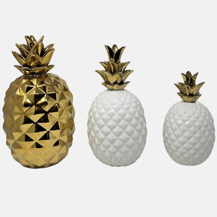 White and Gold Pineapple Decor for wholesale by Rucci Professional