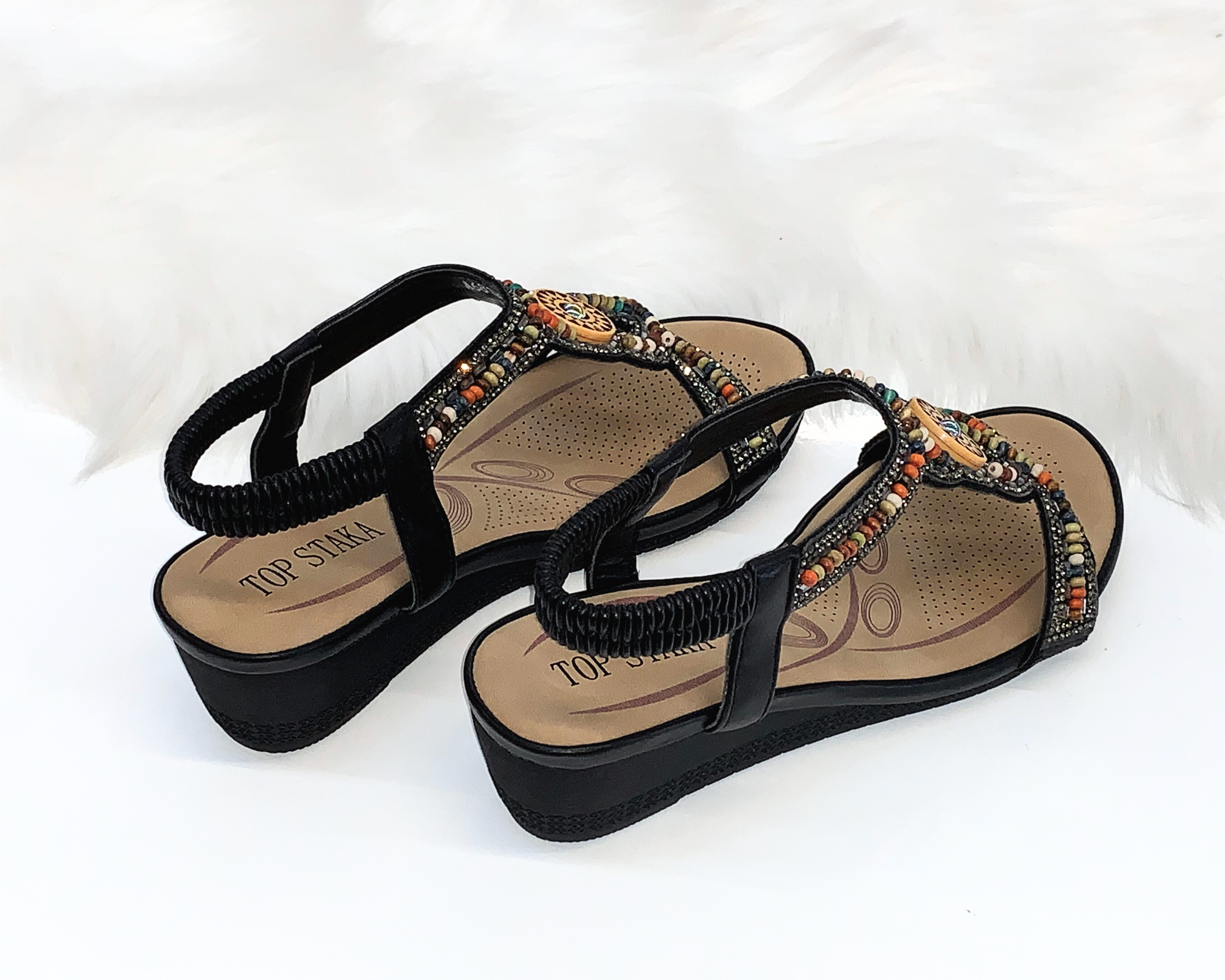 Top Staka – Großhandel Sandalen – Damen – Top Staka Damen Sandalen mit Perlen, elastisch, Slingback, flach11