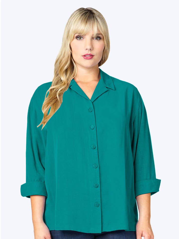 Tianello TENCEL™ Plus Sized "Aida" Blouse for wholesale by Tianello
