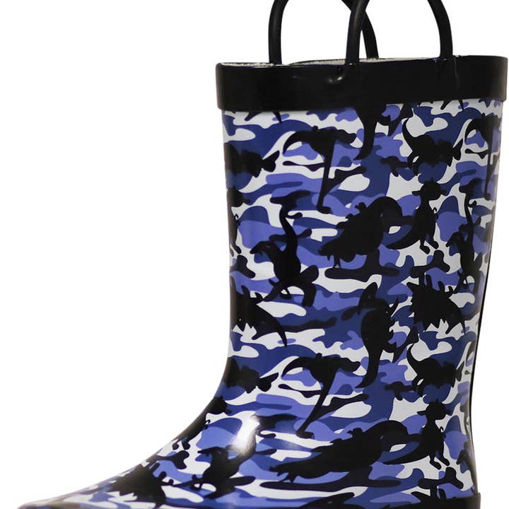 Norty Boys 11-3 Blue Dino Rubber Rain Boot 16246 Prepack for wholesale by The Norty Brand