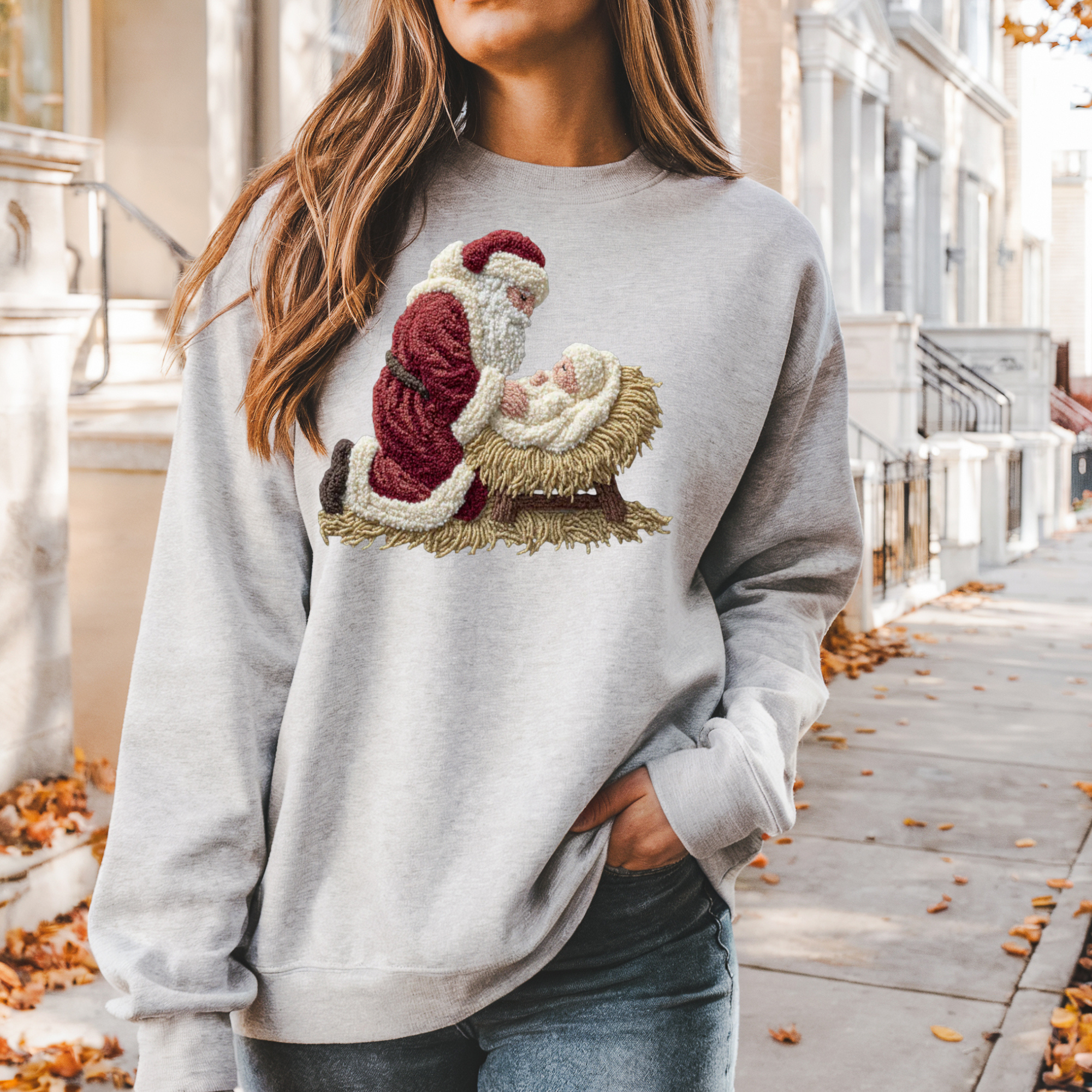 Sam & Seb Co. - Wholesale Screen Printed T-Shirt - Women's - Santa and Baby  Faux Style Sweatshirt or T-Shirt2