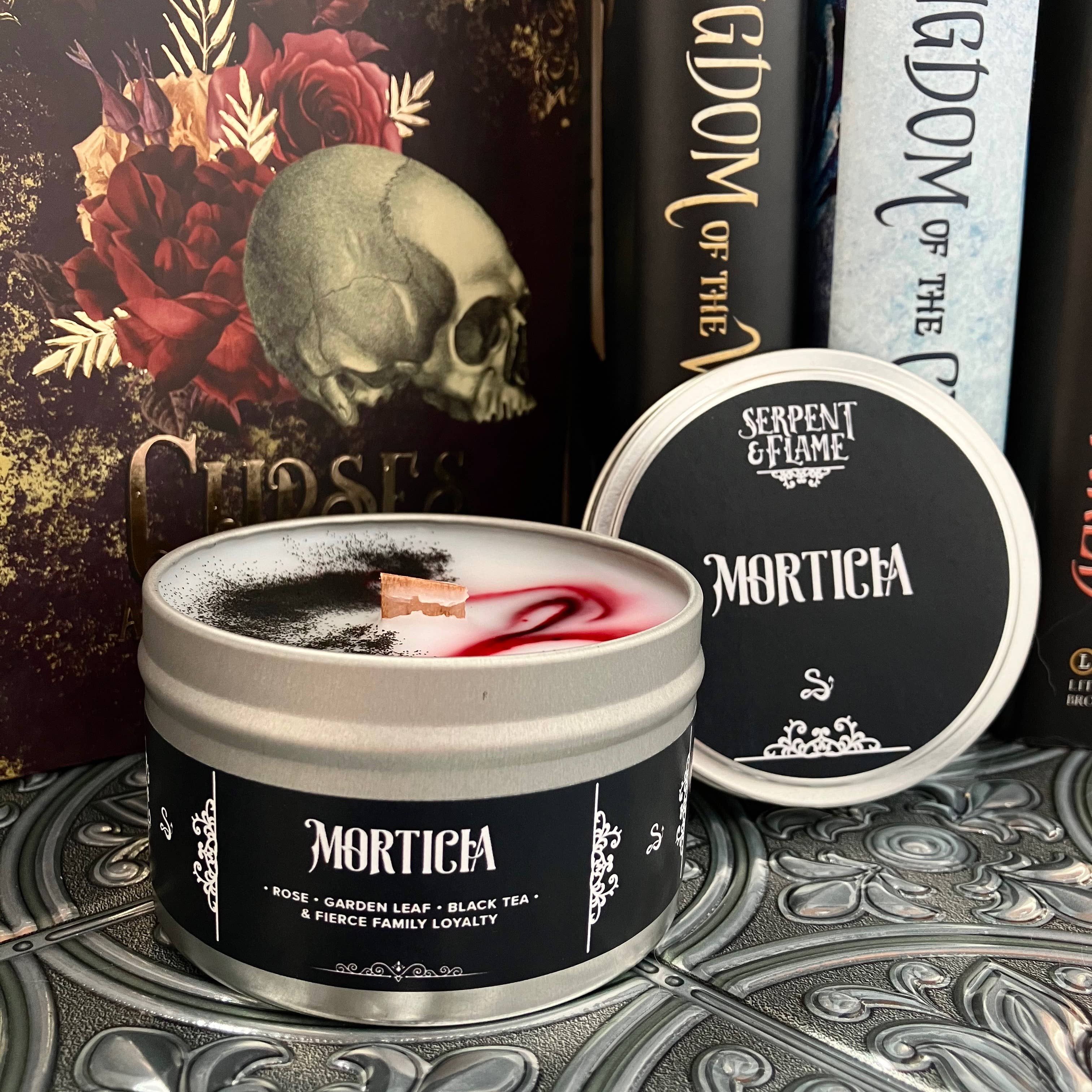 Serpent & Flame Candle Co. - Wholesale Travel Candles - Morticia Candle, Rose Garden Black Tea0