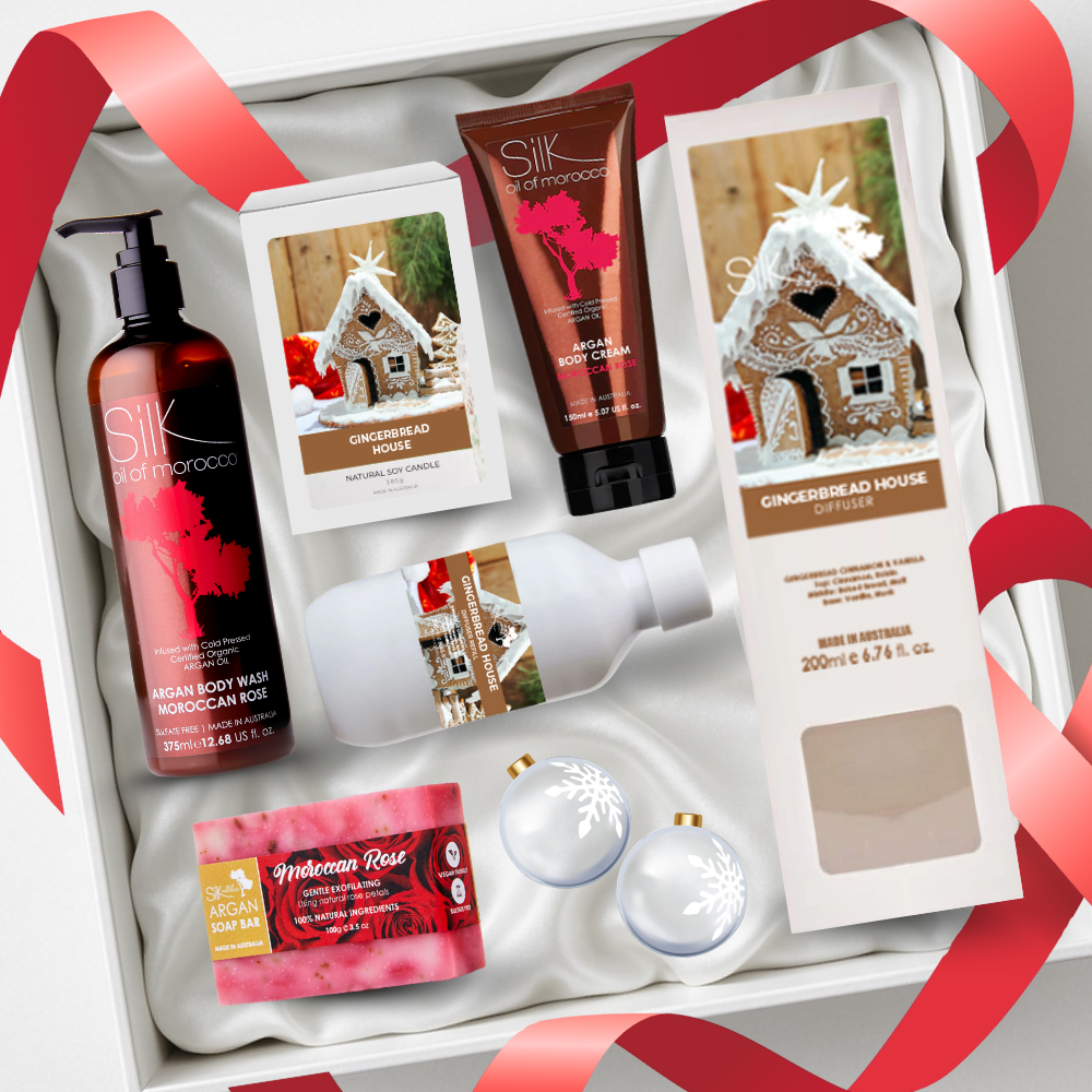 Silk oil of Morocco - Wholesale Bath & body set - Gingerbread House Hamper0