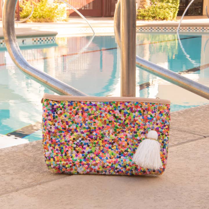 MIRAMAR Store - Wholesale Clutch - Dames - Straw Clutch Rainbow Pailletten, Clutch voor Bruiloft