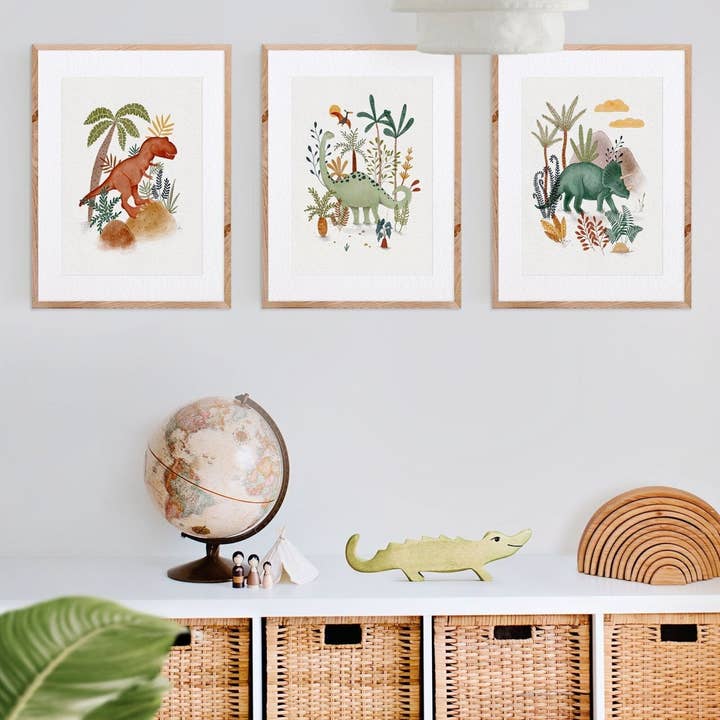 Dinosaur Art Print Set for Boys Room for wholesale by Urchin Bay