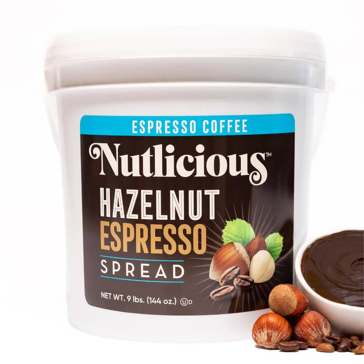 Nutlicious, Hazelnut Espresso Spread , Spreadable Espresso with A Hint of Roasted Hazelnuts, (9lb) for wholesale by Wholesale Italian Food