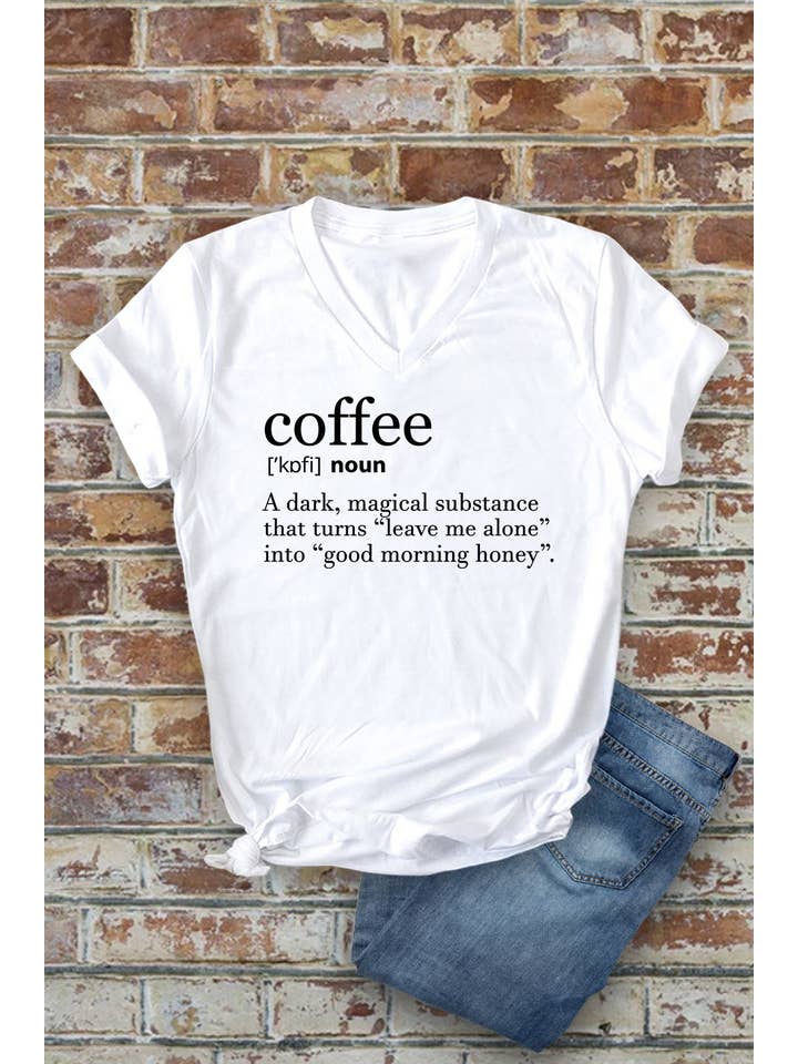 Top Avenue - Wholesale Screen Printed T-Shirt - Women's - Coffee Definition, Unisex V-Neck T-Shirt