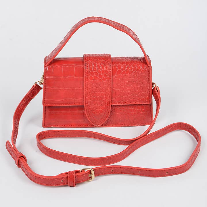 3AM BY H&D ACCESSORIES - Wholesale Crossbody Bag - Women's - Faux Croc Top Handle Crossbody Bag8