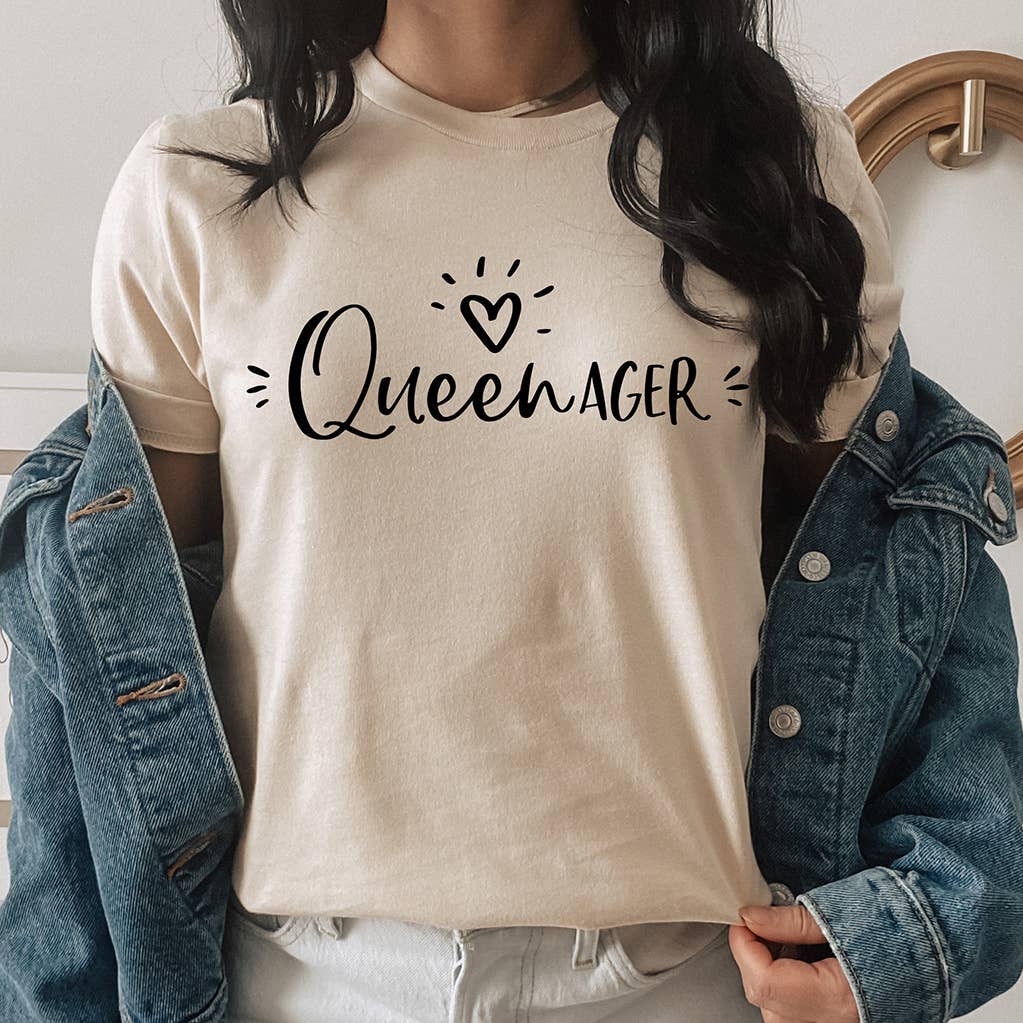 Zoe Creative Co - Wholesale Screen Printed T-Shirt - Women's - Queenager T-Shirt Senior Woman Young Grandmother Tee Shirt2