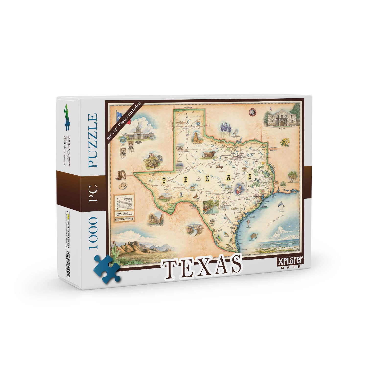 XPLORER MAPS – wholesale Puzzle – Adult – Texas State Map Jigsaw Puzzle - 1000-Pieces