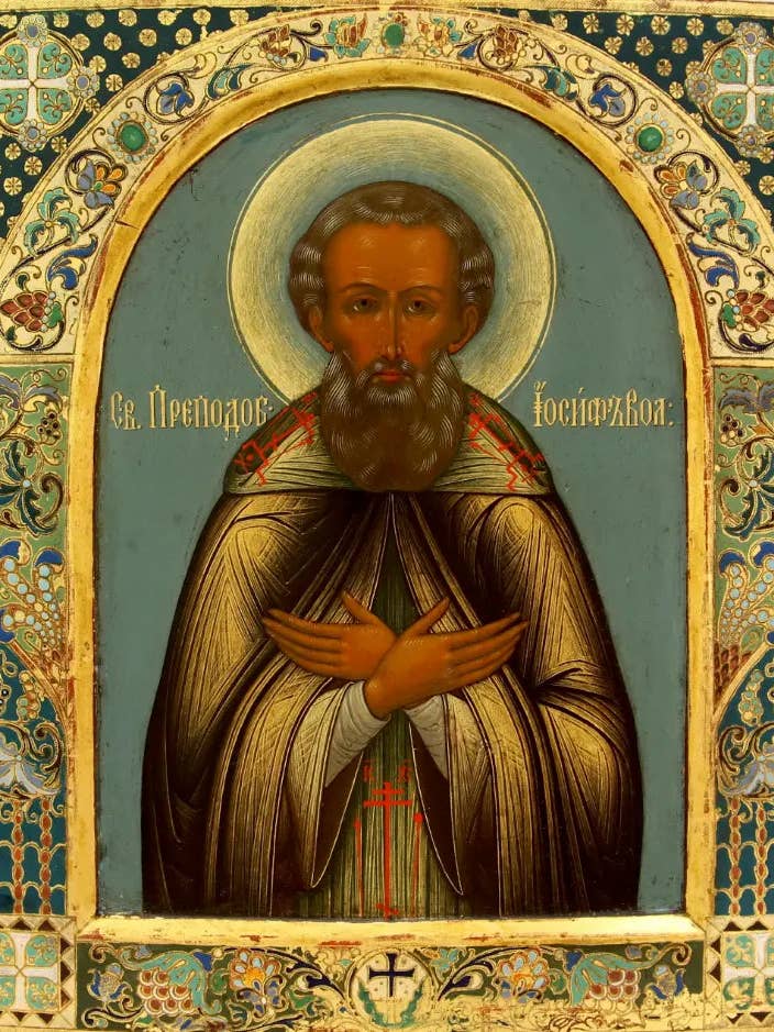 Venerable Abbot Joseph of Volotsk (Volokolamsk). Wooden orthodox icon. for wholesale by Iconsofsaints