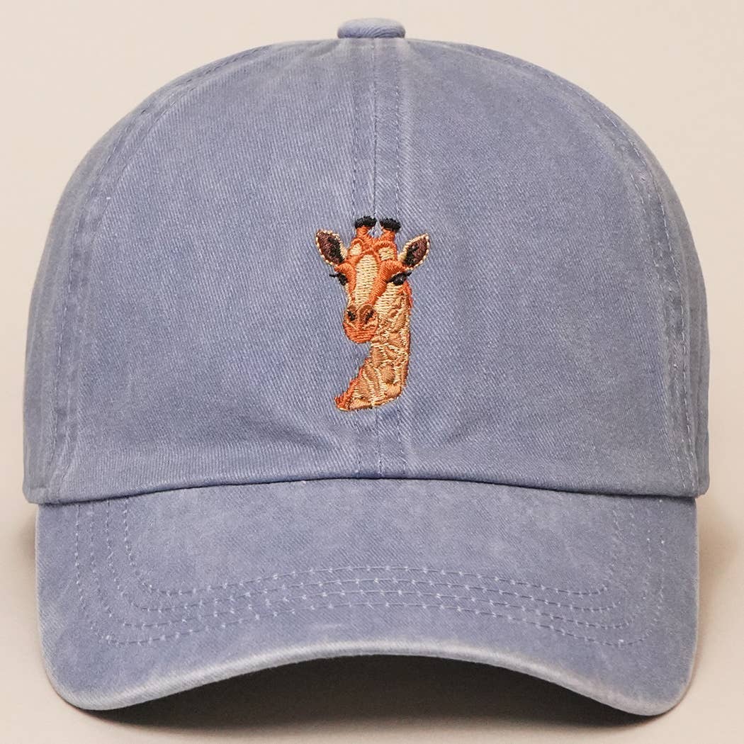 Fashion City - Wholesale Baseball Cap - Unisex - Giraffe Embroidered Cotton Baseball Dad Cap1
