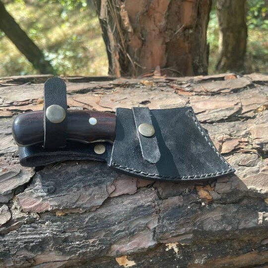 Fwosi – Großhandel Taschenmesser/Halter – 4" handgeschmiedetes individuelles Taschenmesser, handgefertigtes Messer, Ledermesserscheide, Jagdmesser, Überlebenswerkzeug, LKW-Blattfeder, Weihnachtsgeschenke