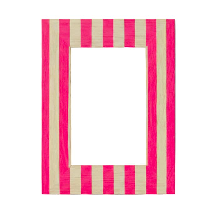 Upcycelter handbemalter Streifen-Eco-Holz-Bilderrahmen A4 für den Großhandel von thestudioUP