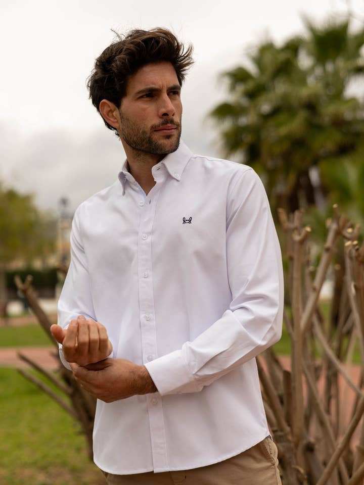 Custi Mikelo - Vente Chemise à col boutonné – homme - Chemise Unie Oxford Blanche | Ronda