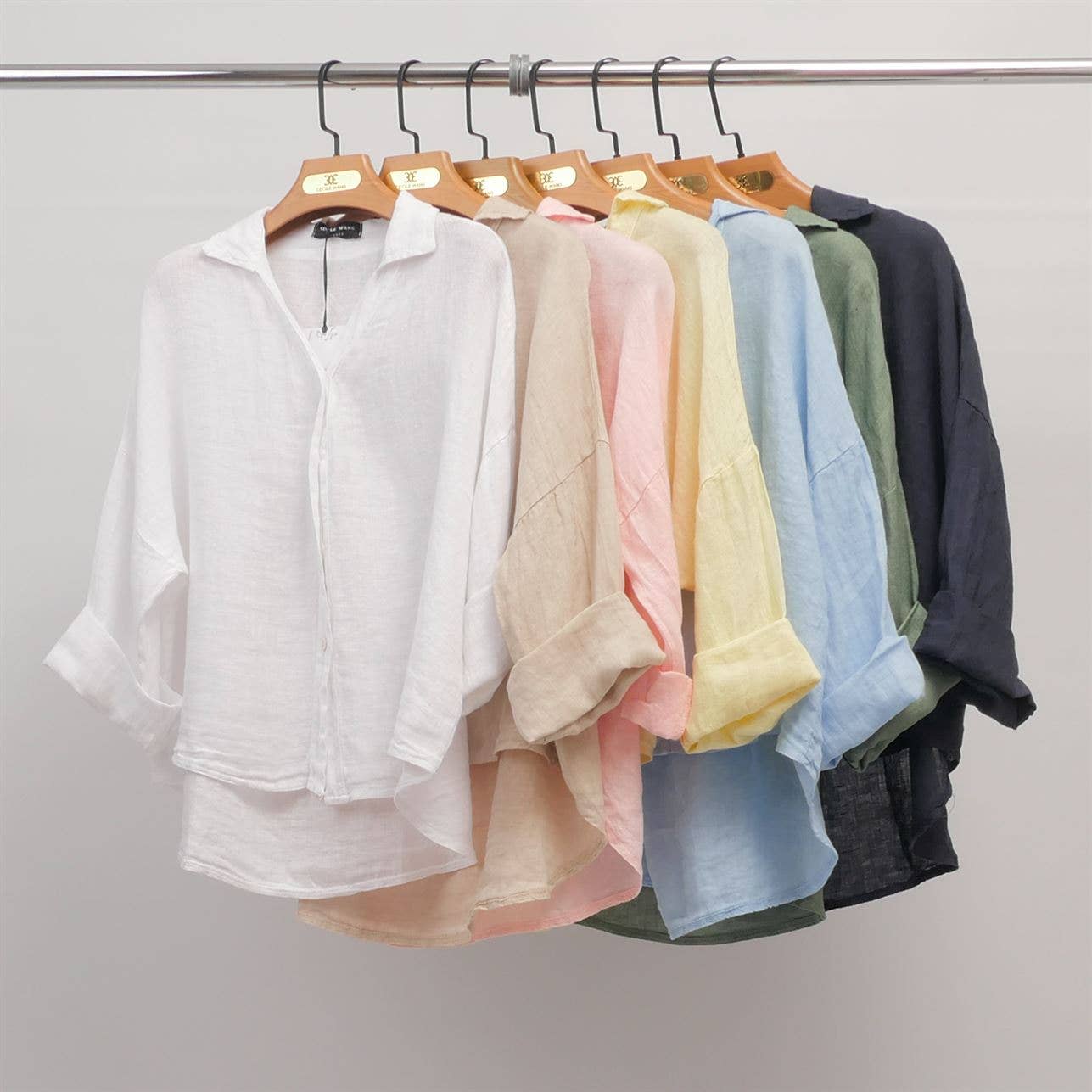 Cecile Wang - Wholesale Button Down Shirt - Women's - Open collar linen shirt YX893032