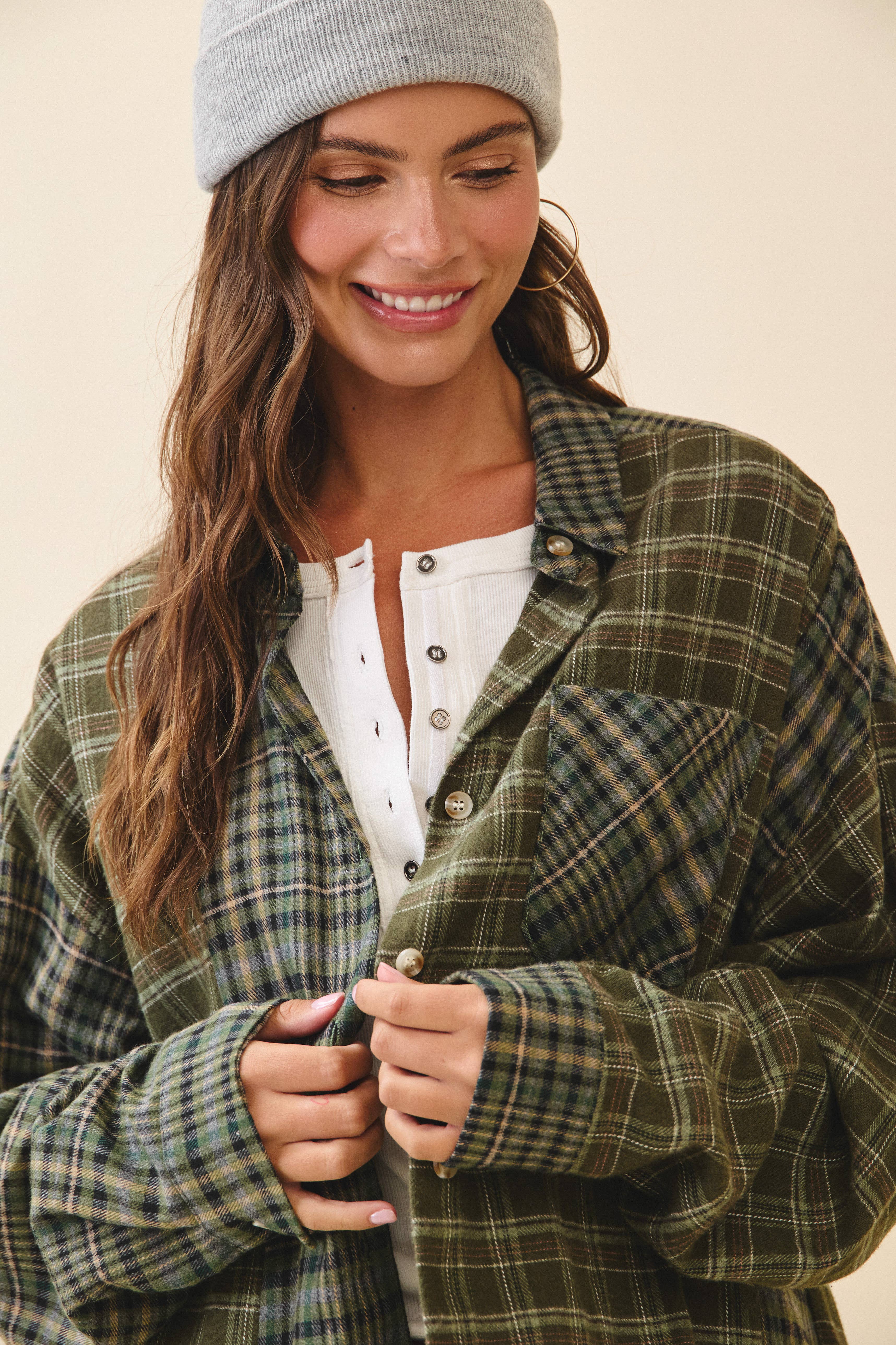 AEMI + CO - Wholesale Button Down Shirt - Women's - 8376EN Kambrie Plaid Flannel Shirt27