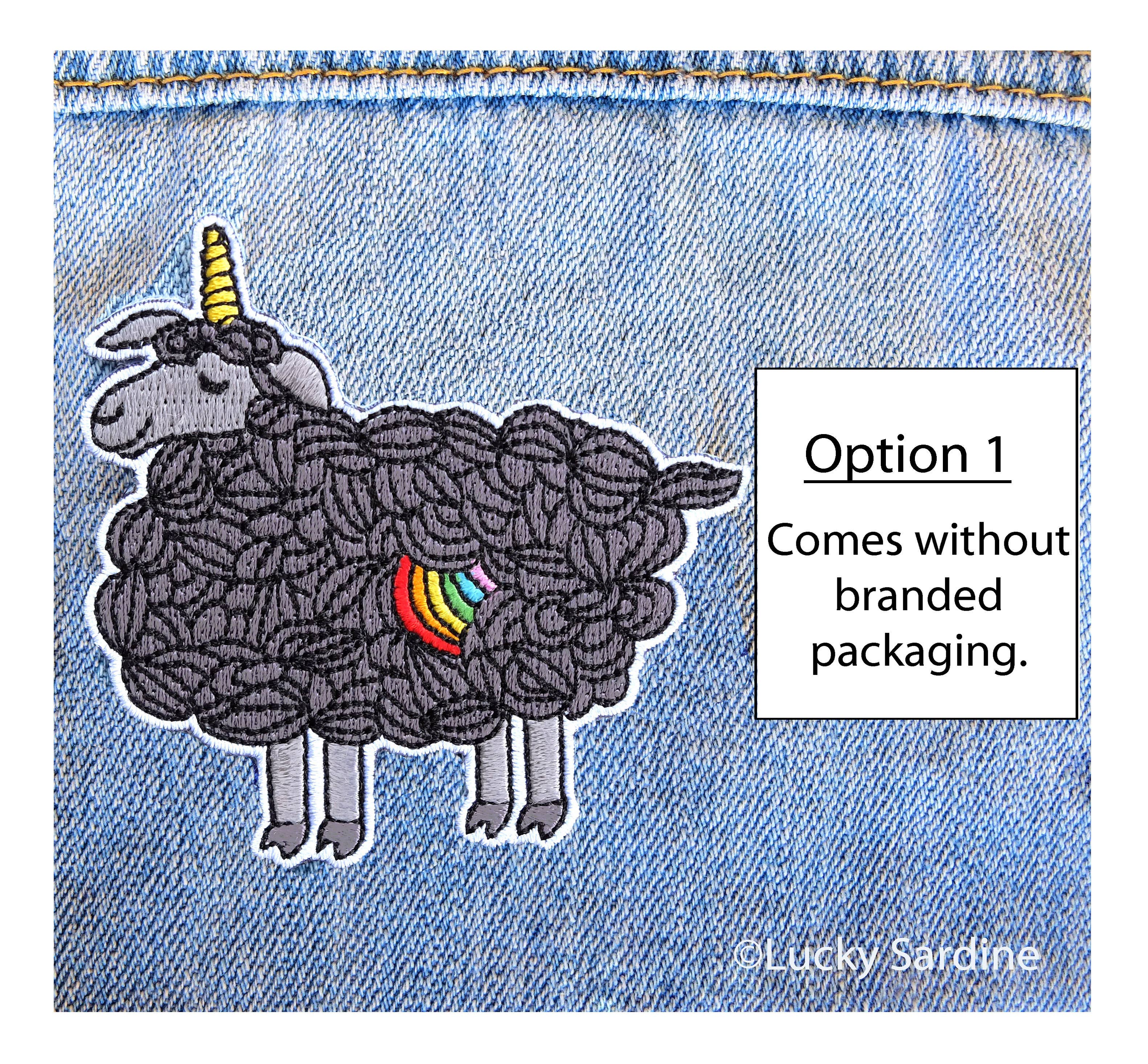 Lucky Sardine - Wholesale Patch - Black Sheep Unicorn, Rainbow Magic Embroidered Iron-On Patch0