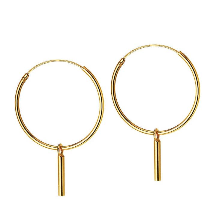 Brincos de Argola Banhado a Ouro com Varão Longo 22 MM por atacado de Juulry