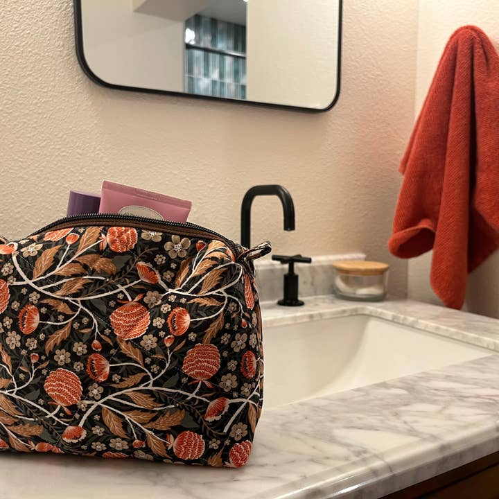 Dark Floral Quilted Makeup Bag and other Purchase Wholesale cholla. Free Returns & Net 60 Terms on Faire trending on Faire.