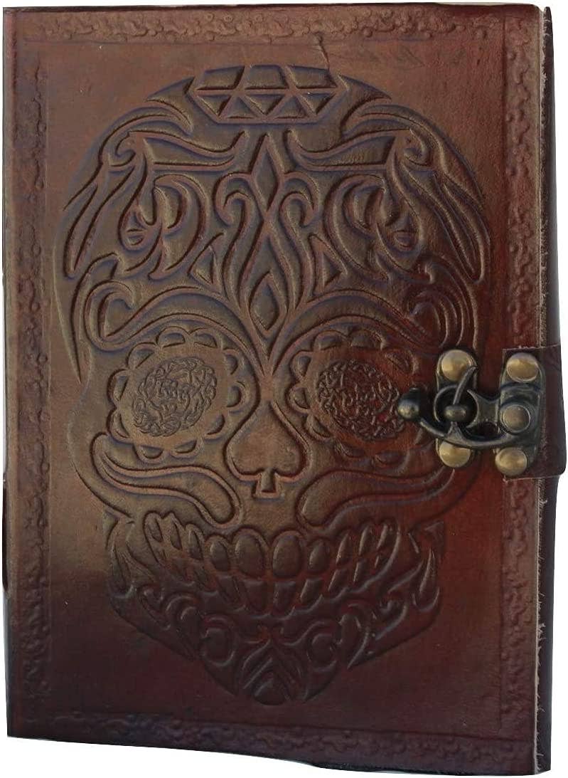 Tuzech Leather - Wholesale Journal/Diary - TUZECH Leather Journal Diary Skull Vintage Antique Book Of Shadows Handmade Notebook Sketchpad Hocus Pocus Notepad Gift for Men Women Seven Chakra With Leather Bound 7X5 Inches Brown2