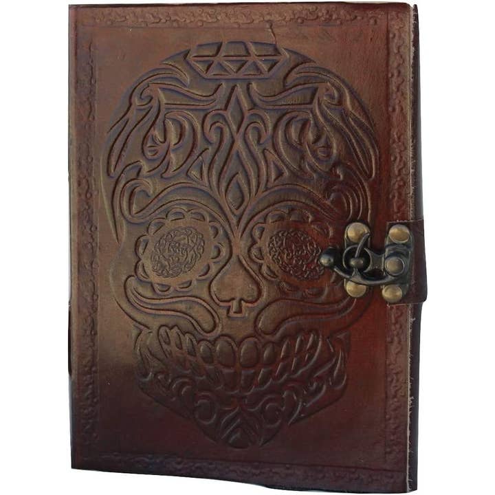 Tuzech Leather - Wholesale Journal/Diary - TUZECH Leather Journal Diary Skull Vintage Antique Book Of Shadows Handmade Notebook Sketchpad Hocus Pocus Notepad Gift for Men Women Seven Chakra With Leather Bound 7X5 Inches Brown2
