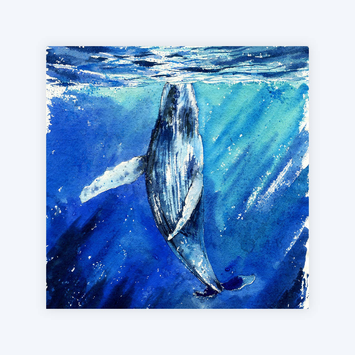 Elena Markelova Arts - Wholesale Art Print - The Way - Watercolor Whale Art Print0