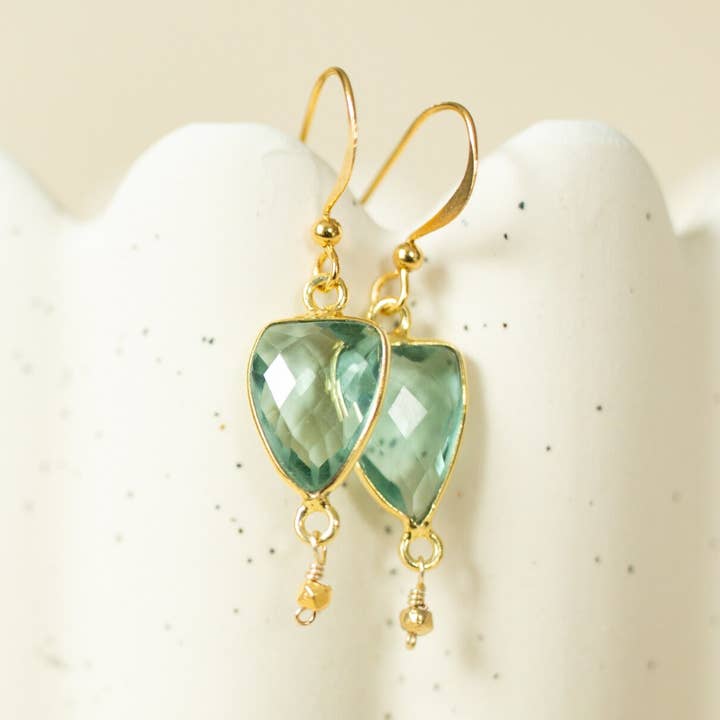 Grüner Amethyst Gold Isla Ohrringe für den Großhandel von Parken Jewelry